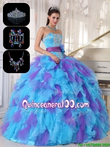 Traditional Multi Color Sweet 16 Gowns with Beading and Appliques