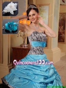2016 Traditional Ruffles and Pick Ups Quinceanera Gowns in Zebra