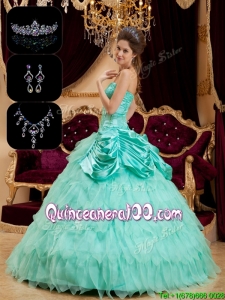 2016 Unique Strapless Quinceanera Gowns with Pick Ups and Ruffles