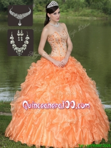 Traditional Orange Quinceanera Dresses with Beading and Ruffles Layered