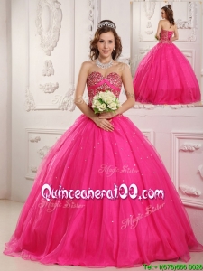Unique Hot Pink A Line Sweetheart Floor Length Quinceanera Dresses
