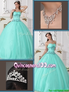 2016 Unique Beading Sweetheart Quinceanera Gowns in Green