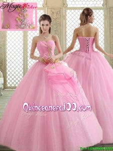 Hot Sale Sweetheart Rose Pink Quinceanera Dresses with Beading