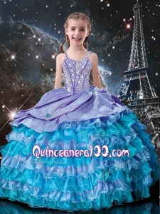 Fashionable Ball Gowns Straps Beading 2016 Little Girl Pageant Dresses