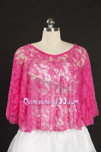 Hot Pink Beading Lace Hot Sale Wraps for 2014