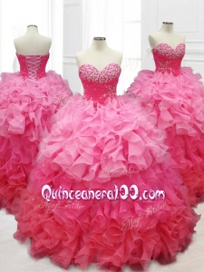 2016 Custom Made Ball Gown Quinceanera Dresses with Beading and Ruffles
