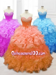 2016Custom Made Sweetheart Quinceanera Gowns with Beading and Ruffles