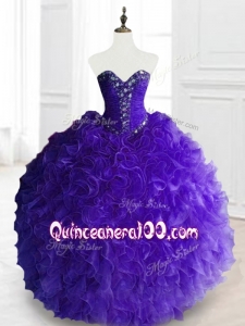 2016 Custom Made Purple Quinceanera Dresses with Beading and Ruffles