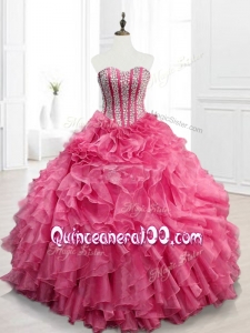 2016 Custom Made Sweetheart Quinceanera Gowns with Beading and Ruffles
