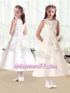 Beautiful Scoop Princess Flower Girl Dresses with Appliques