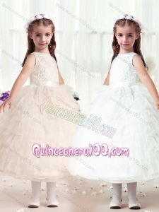 Hot Sale Ball Gown Bateau Flower Girl Dresses with Ruffles