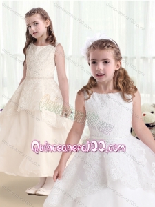 Hot Sale Bateau Flower Girl Dresses with Beading and Appliques