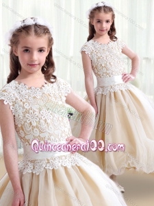Simple Scoop Ball Gown Flower Girl Dresses with Belt