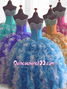 2016 Custom Made Beading and Ruffles Quinceanera Dresses in Multi Color