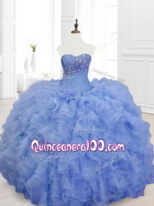 2016 Custom Made Blue Quinceanera Dresses with Beading and Ruffles