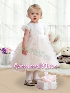 Fashionable Scoop Cap Sleeves Toddler Dress with Ruffles