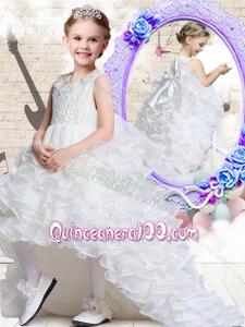 Lovely Scoop High Low White Flower Girl Dresses with Ruffled Layers