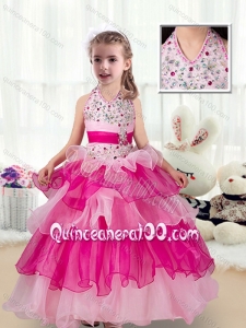 Pretty Halter Top Flower Girl Dresses with Ruffled Layers