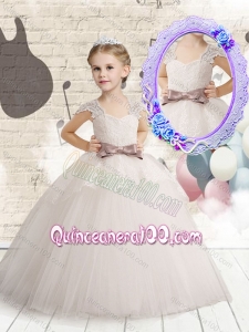Wonderful Cap Sleeves Flower Girl Dresses with Bowknot and Lace