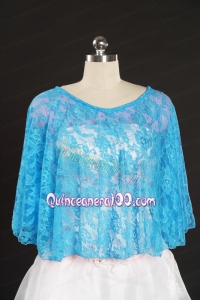 Fashionable Beading Lace Wraps in Aqua Blue