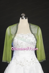 2014 Royal Blue Long Sleeves Green Wraps with Beading