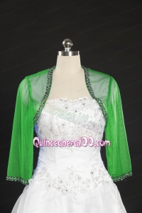 2014 Spring Long Sleeves Green Wraps with Beading