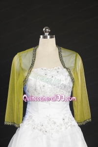 2014 Yellow Long Sleeves Wraps with Beading