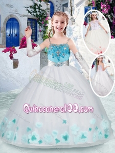 Classical White Flower Girl Dress with Appliques and Beading