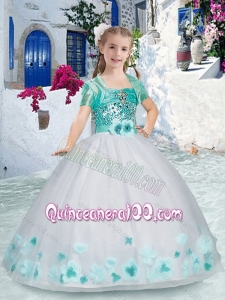 Romantic Spaghetti Straps Flower Girl Dress with Sashes and Beading