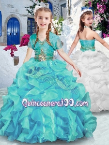 2016 Latest Halter Top Little Girl Pageant Dresses with Ruffles and Beading