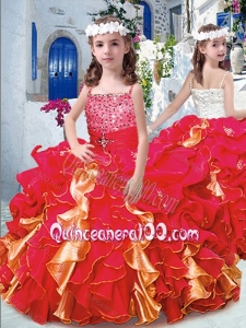 2016 Luxurious Spaghetti Straps Little Girl Pageant Dresses with Beading and Ruffles