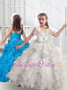 2016 New Arrivals Straps Ball Gown Flower Girl Dress with Beading and Ruffles