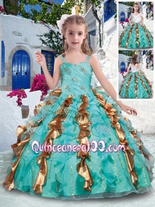 2016 Top Selling Straps Little Girl Pageant Dresses with Beading and Ruffles