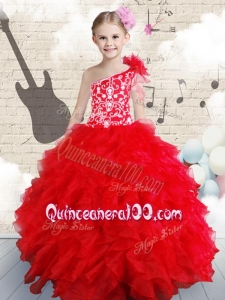 2016 Popular Beading and Ruffles Mini Quinceanera Dresses in Red