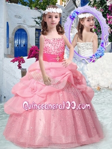 2016 Best Spaghetti Straps Little Girl Pageant Dresses with Beading and Bubles