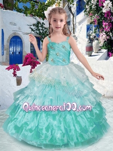 2016 Luxurious Straps Ball Gown Little Girl Pageant Dresses with Ruffled Layers