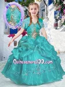 2016 New Style Halter Top Bubles Little Girl Pageant Dresses in Turquoise