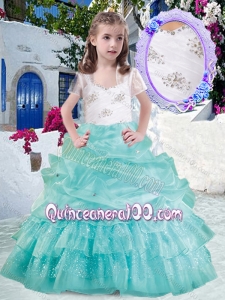 Elegant Straps Ball Gown Little Girl Pageant Dresses with Beading and Bubles