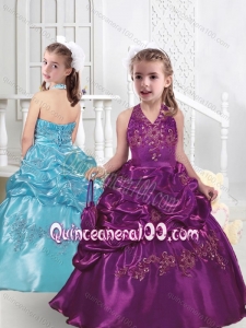 2016 Top Selling Halter Top Little Girl Pageant Dresses with Appliques and Bubles