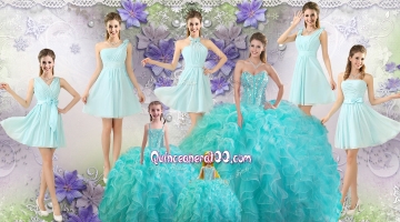 Perfect Beaded Aqua Blue Quinceanera Dresses and Light Blue Dama Dresses and Lovely Straps Mini Quinceanera Dresses