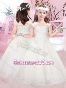 New Style A Line Bateau Flower Girl Dress with Appliques and Beading