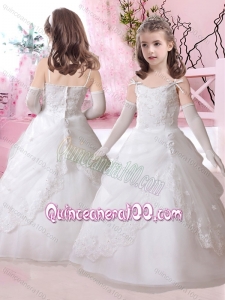 New Style Spaghetti Straps A Line Flower Girl Dress with Appliques