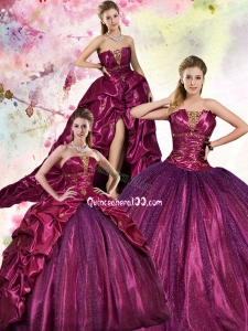 2015 Popular Sequins and Pick-ups Quinceanera Dress in Fuchsia