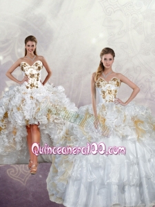2015 Popular Sequins and Pick-ups Quinceanera Dress in White