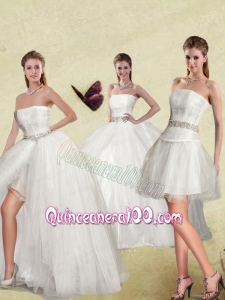 Detachable White Strapless Ball Gown Sweet Sixteen Dresses