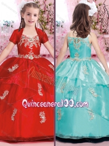 Beautiful Applique and Beaded Little Girl Pageant Dresses with Spaghetti Straps