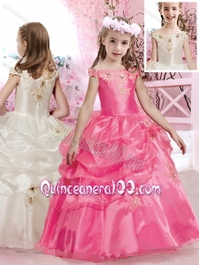 New A Line Off the Shoulder Little Girl Pageant Dresses with Beading and Appliques