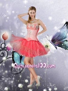A Line Sweetheart Sleeveless Beading Dama Dresses for Quinceanera