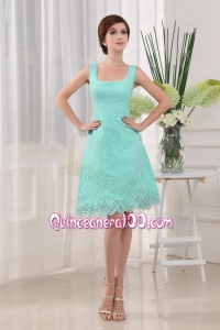 Apple Green Square A-Line Mini-length Lace 2015 Mother of the Dress