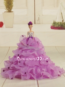 Pretty Bowknot Organza Lilac Barbie Doll Dress